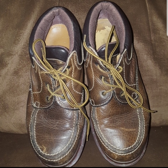 DR. MARTENS DOC MOC TOE ANKLE BOOTS 8458 BROWN LEATHER - Picture 3 of 7